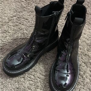 H&M Black Glossy High-Top Boots